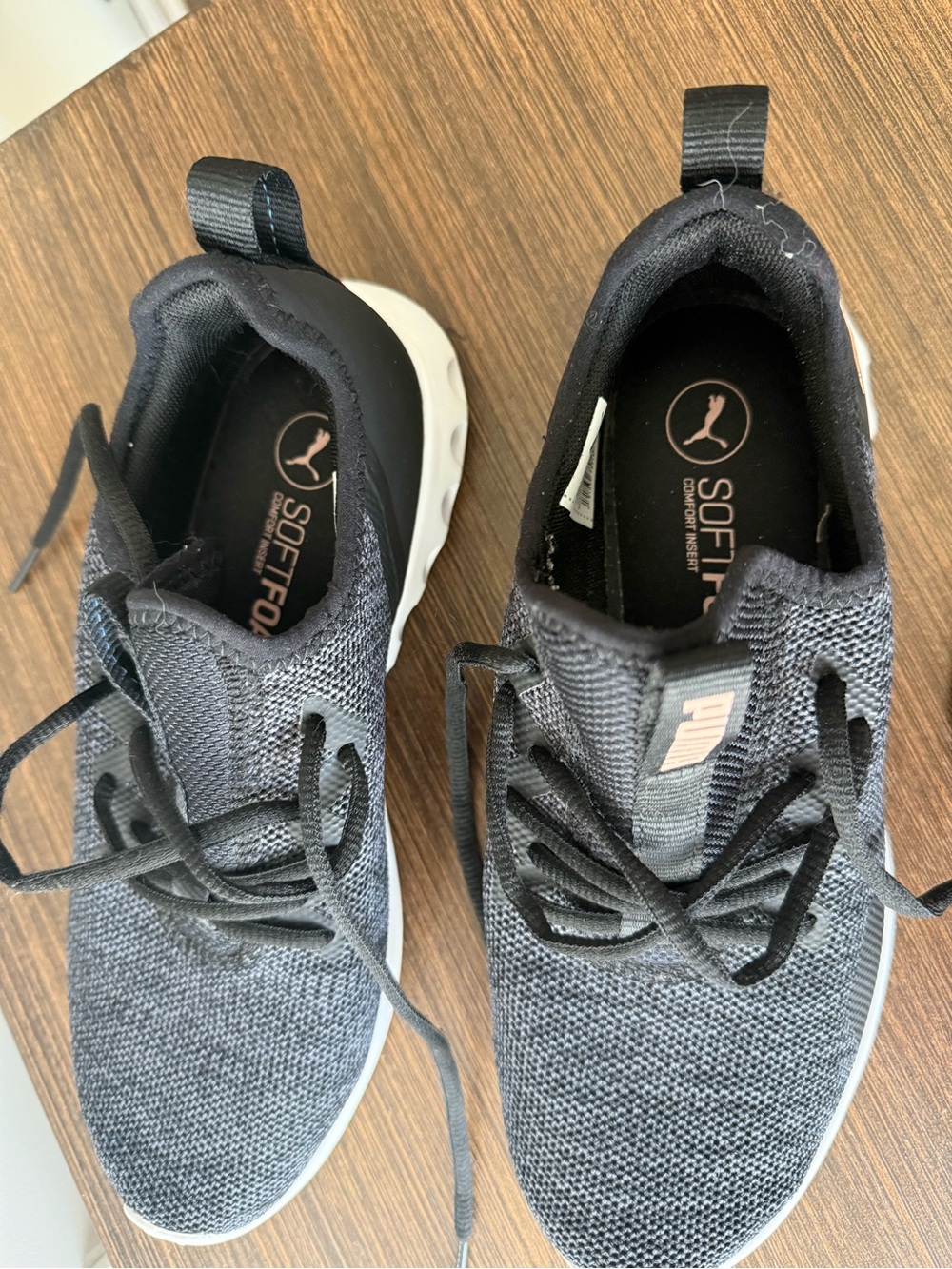 Puma Women’s Black Knit Athletic Sneakers with White Sole - Picture 3 of 6
